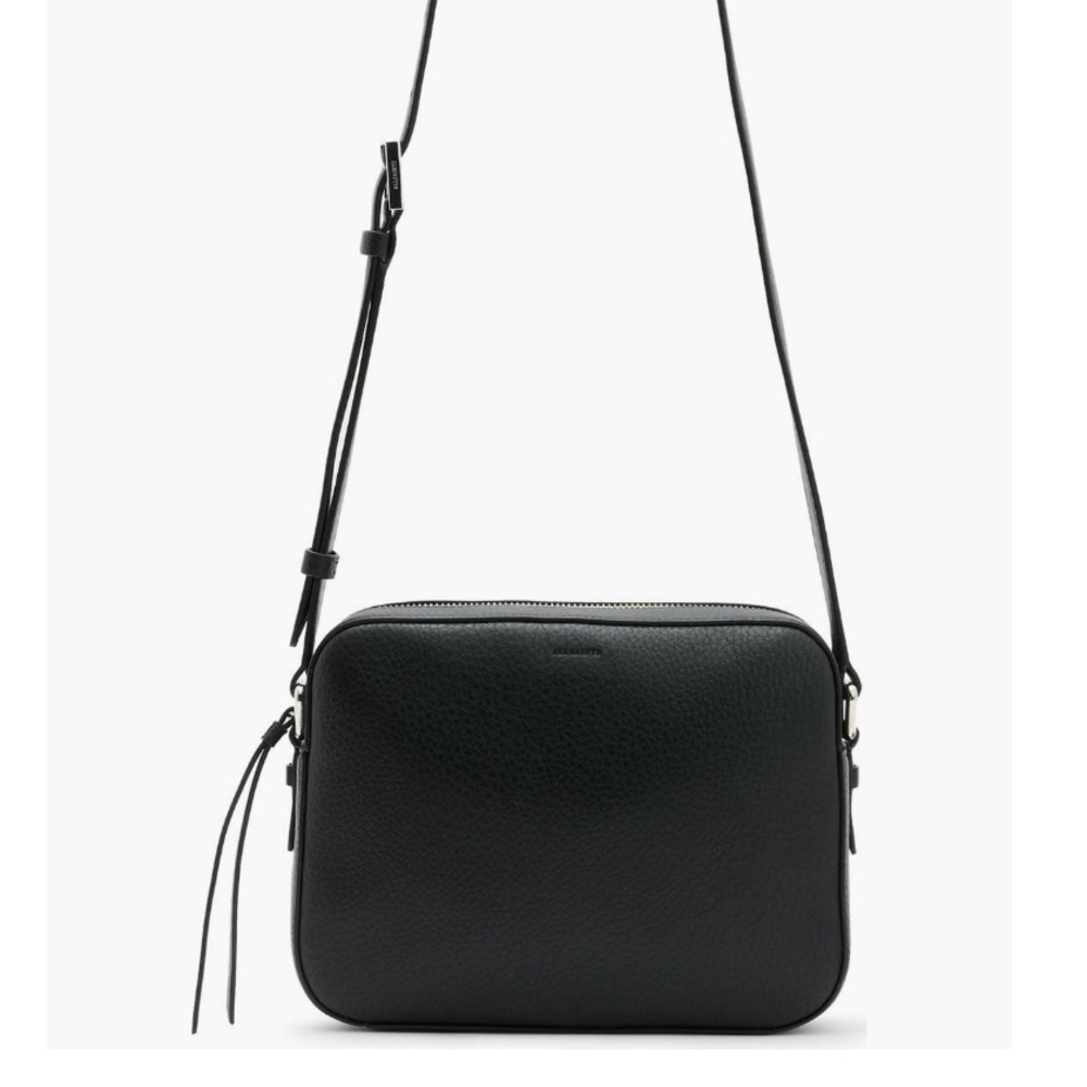 All Saints Captain Black Leather Crossbody Bag